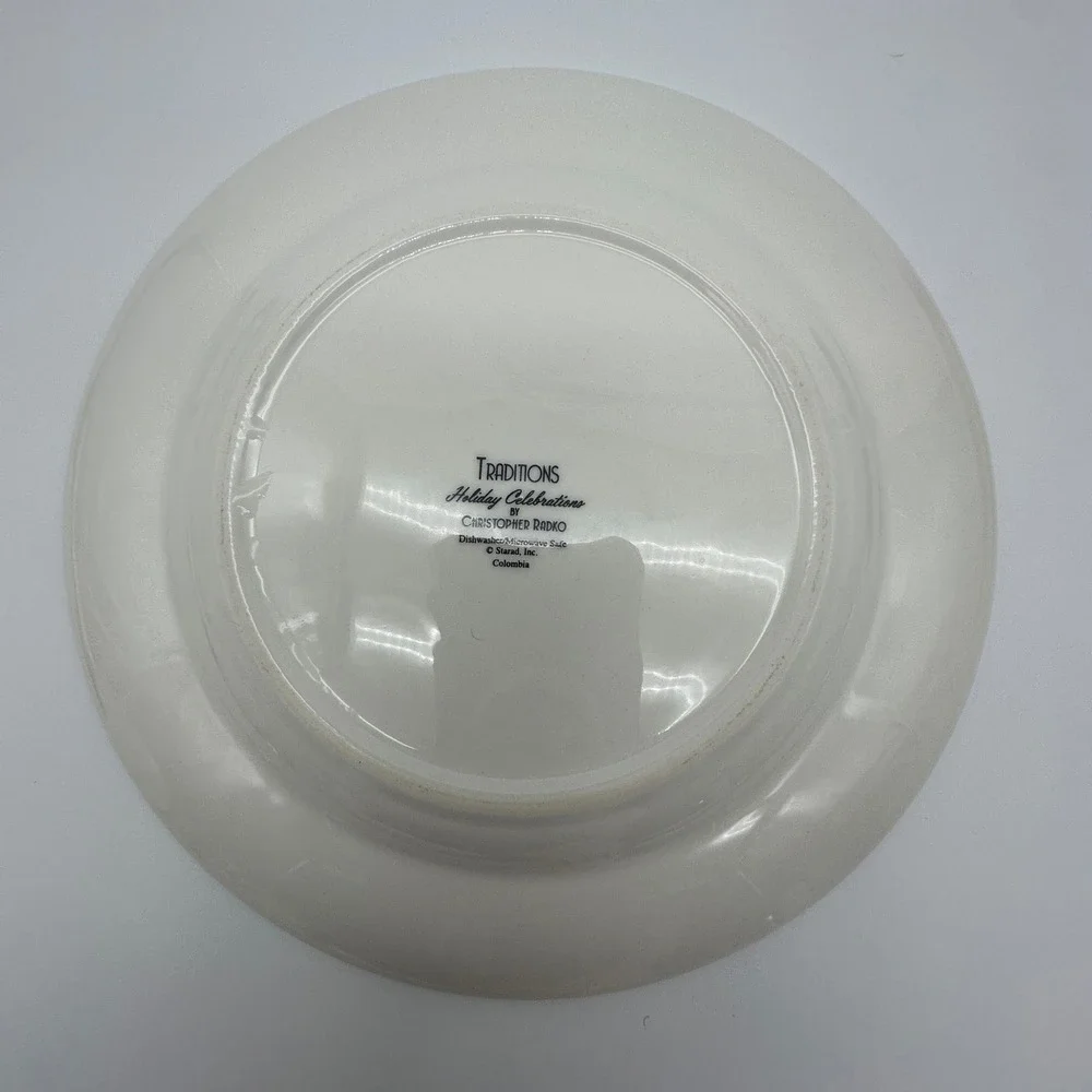 Christopher Radko Traditions Holiday Celebrations Salad Plates Set of 4 Ceramic